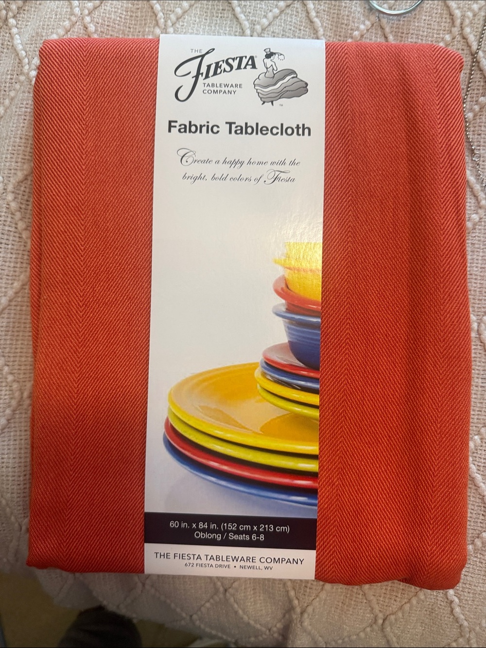 Fiesta Orange Fabric Tablecloth